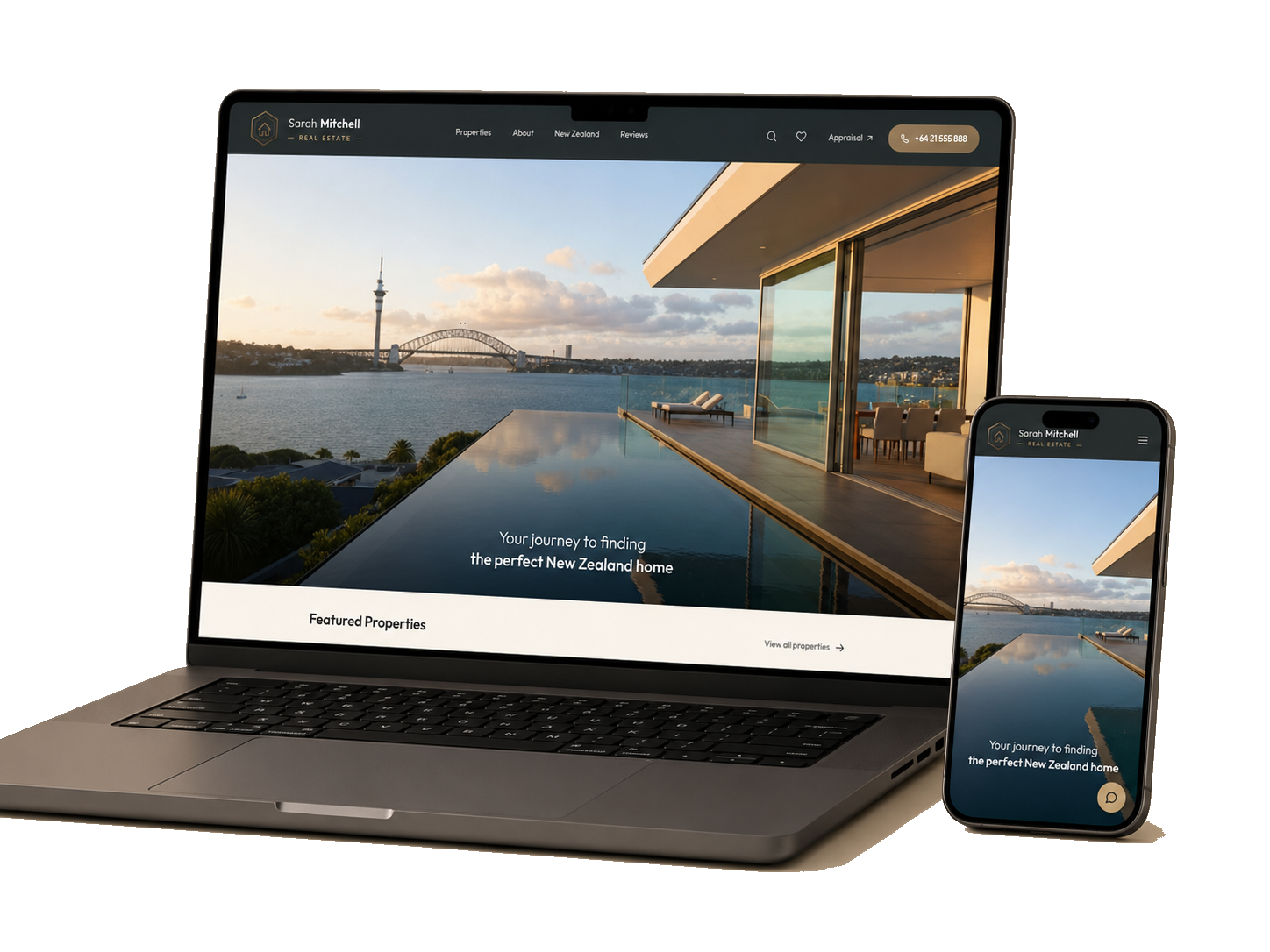Real estate AI lead-system prototype — desktop and mobile mockup